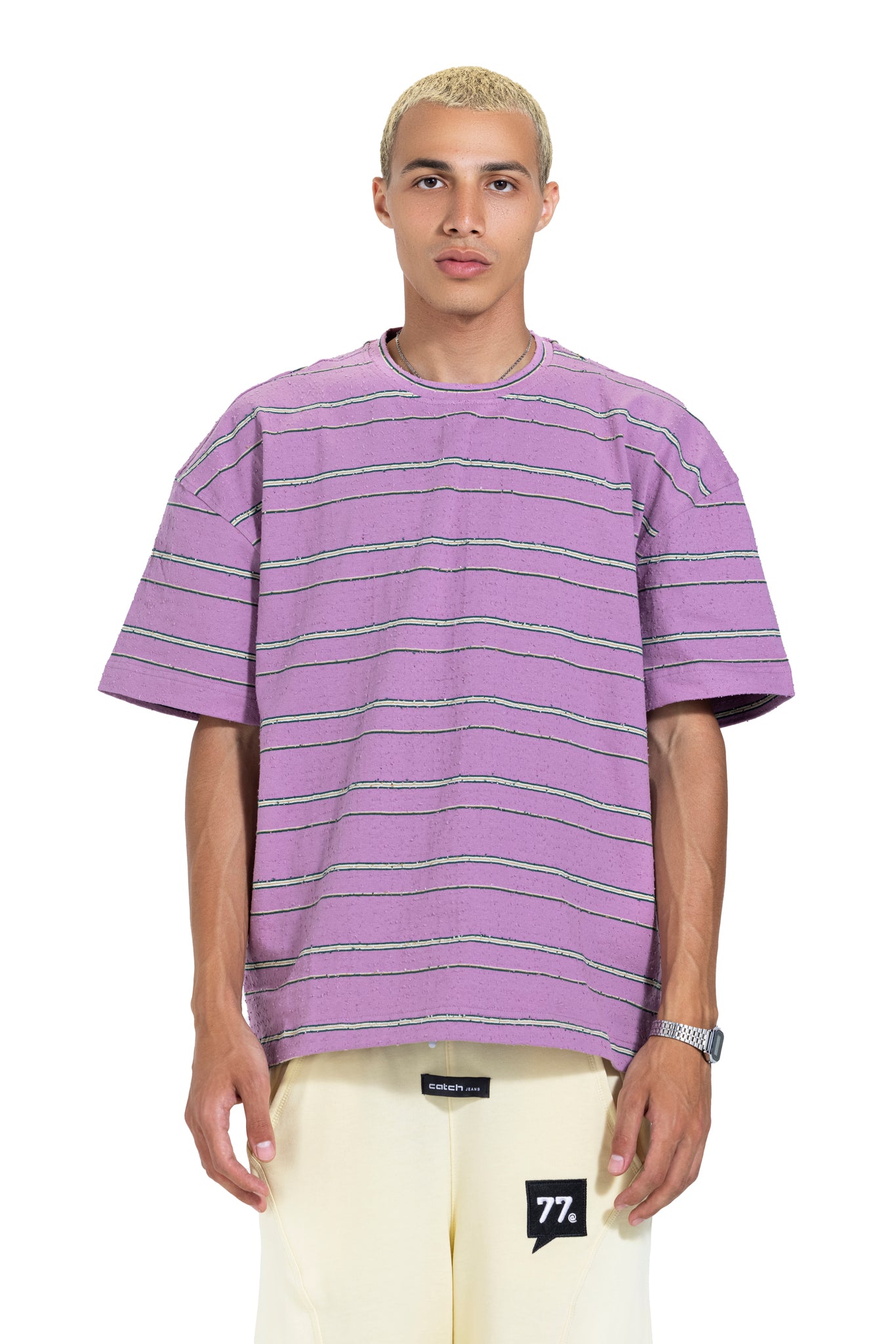 Striped Oversized T-Shirt In Purple