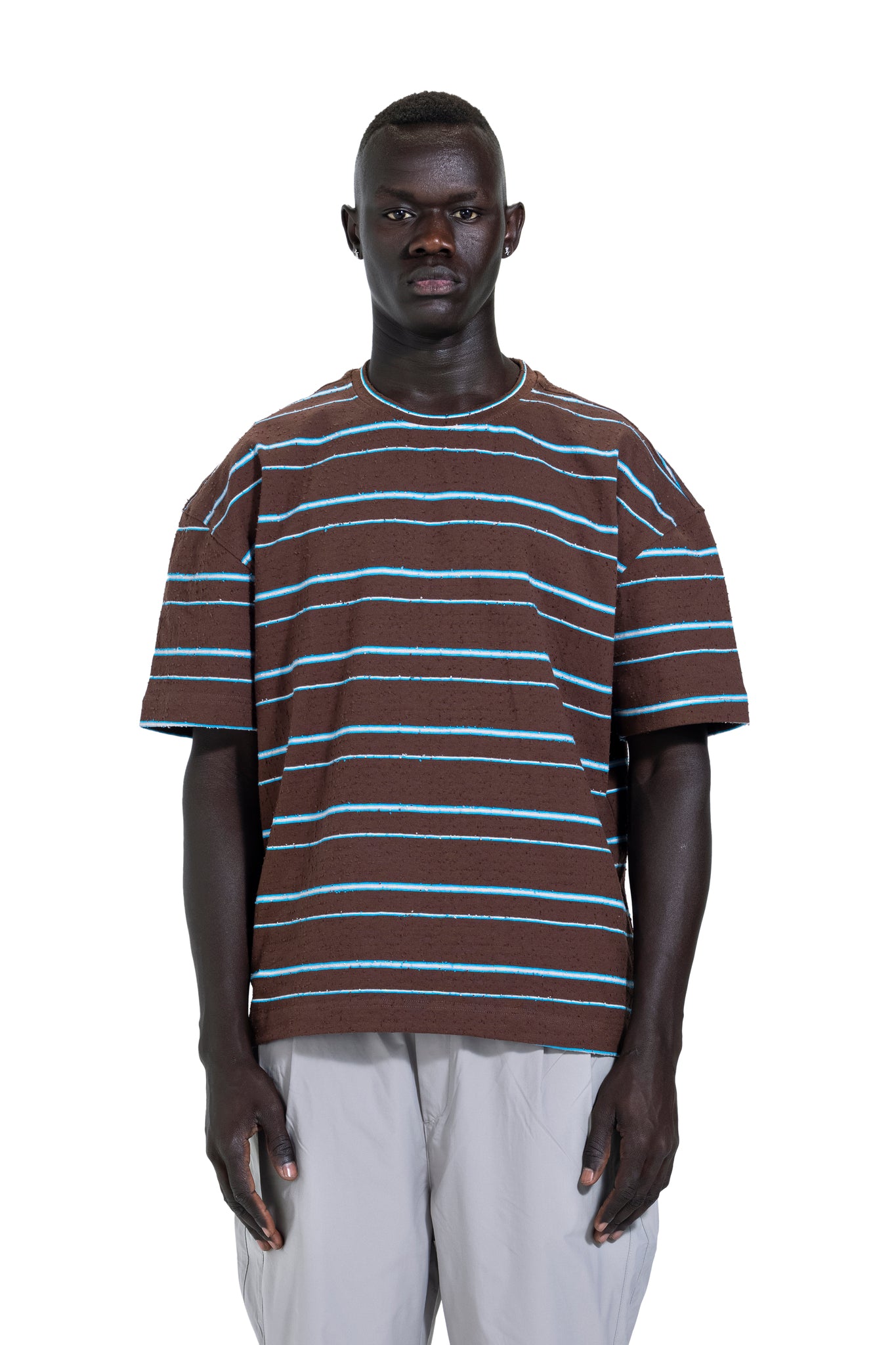 Striped Oversized T-Shirt In Brown