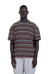 Striped Oversized T-Shirt In Brown