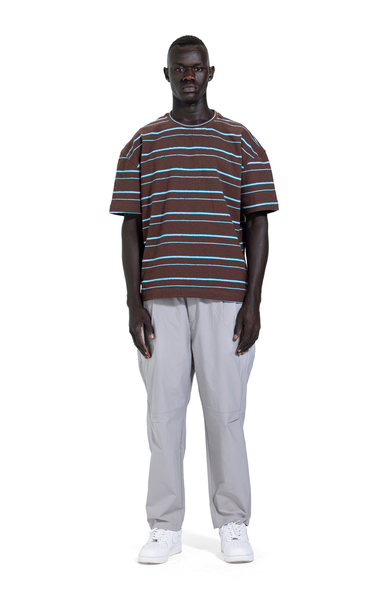 Striped Oversized T-Shirt In Brown