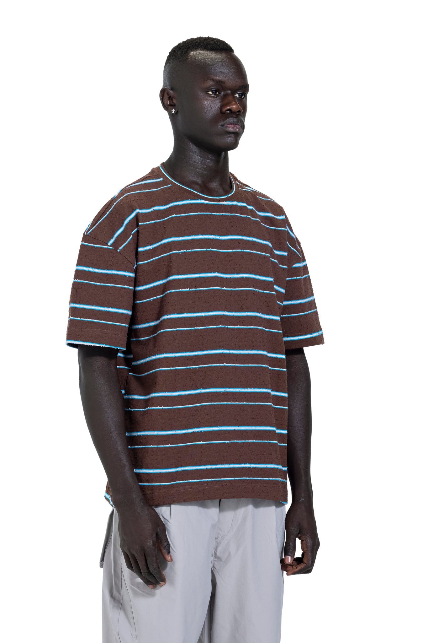 Striped Oversized T-Shirt In Brown