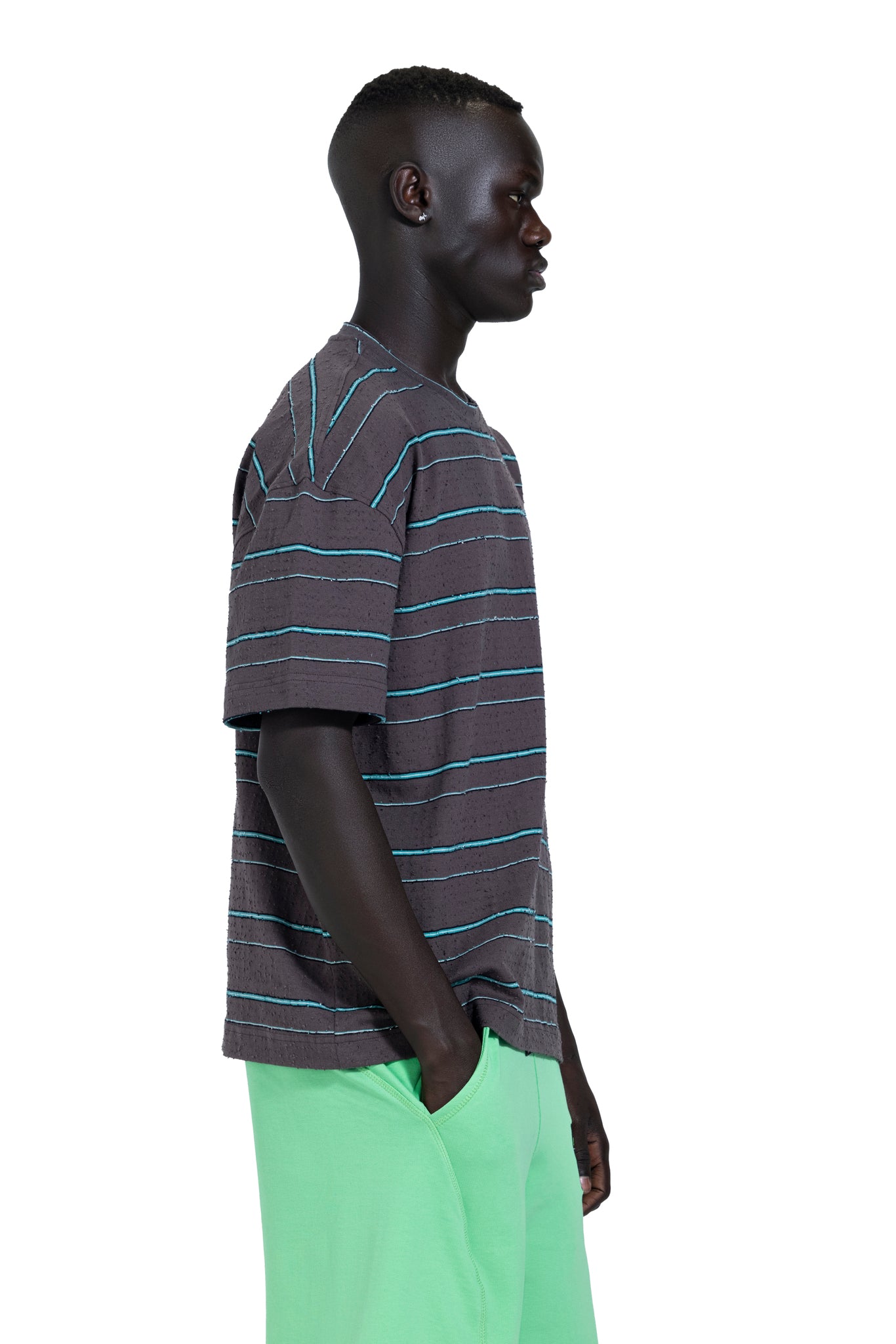 Striped Oversized T-Shirt In Dark Grey