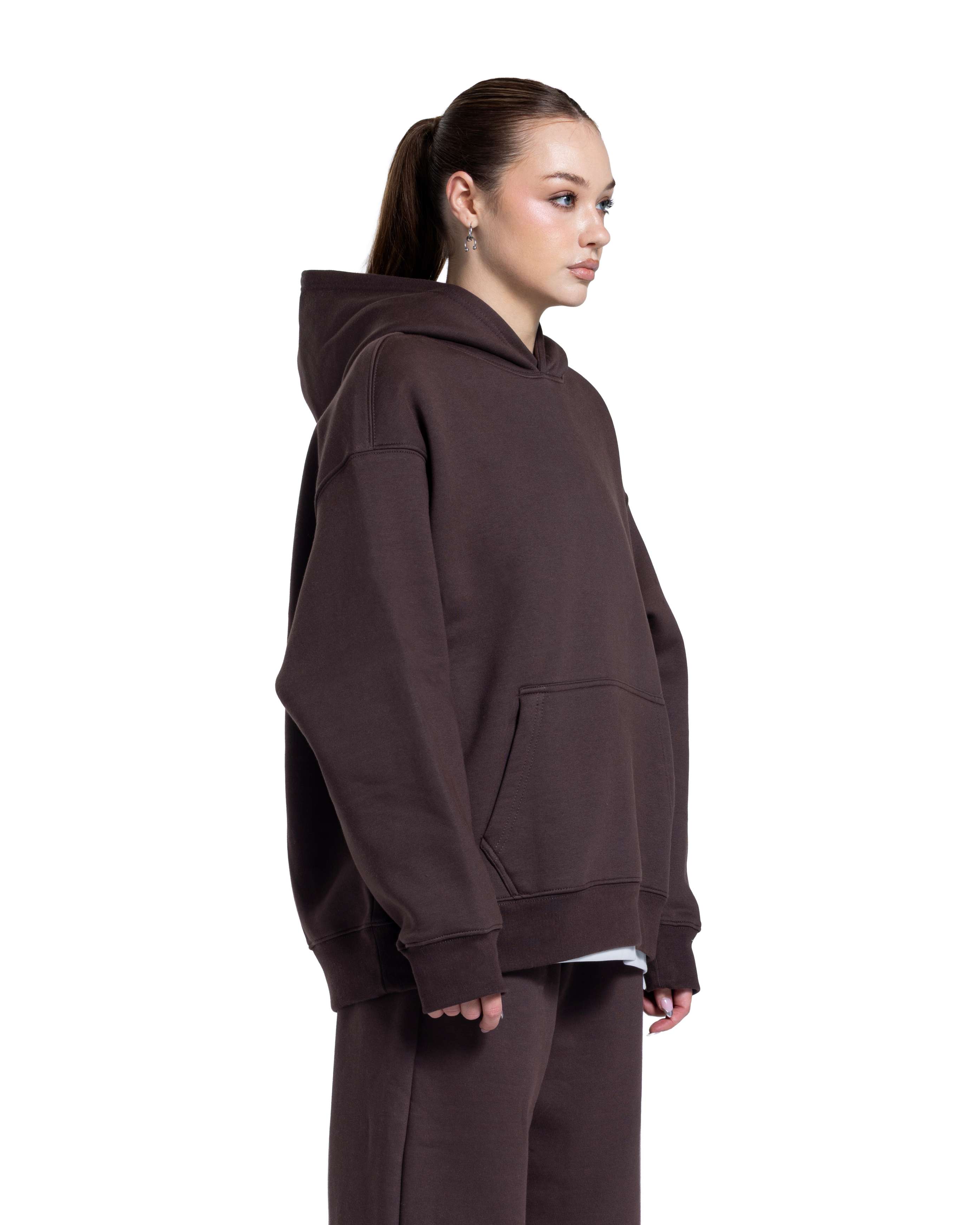 Basic Hoodie OverSized in D BROWN