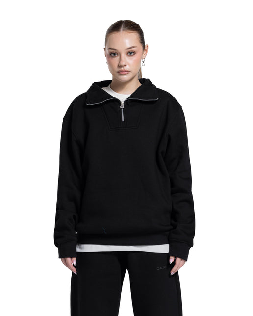CATCH Black Quarter-Zip Hoodie