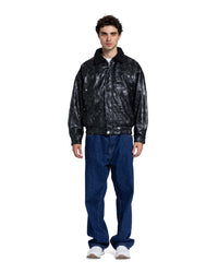 LEATHER EFFECT WITH FAUX SHEARLING