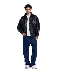 LEATHER EFFECT WITH FAUX SHEARLING