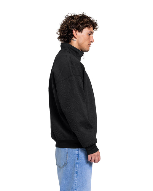 CATCH Black Cable Knit Quarter-Zip Pullover