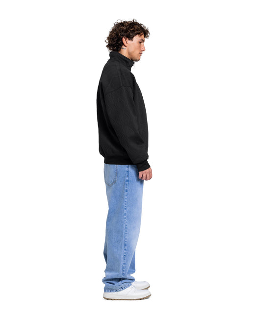 CATCH Black Cable Knit Quarter-Zip Pullover