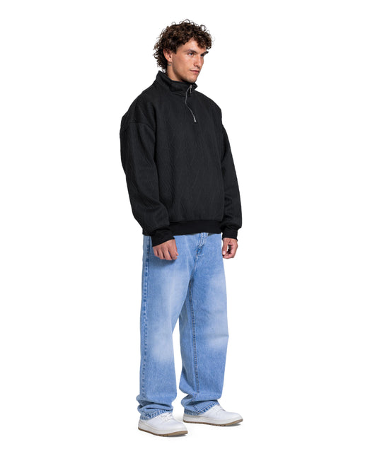 CATCH Black Cable Knit Quarter-Zip Pullover