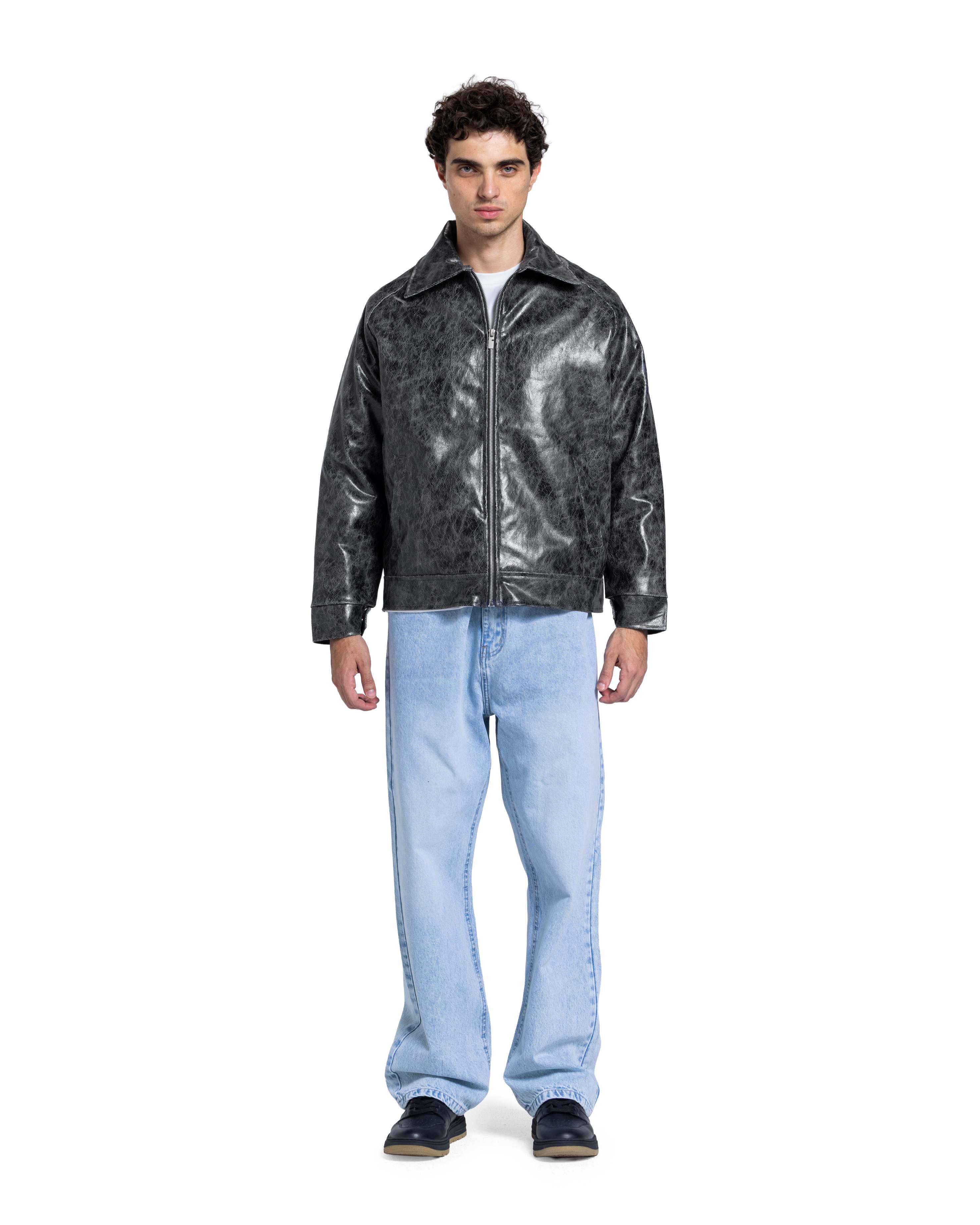 LEATHER EFFECT BOMBER JACKET