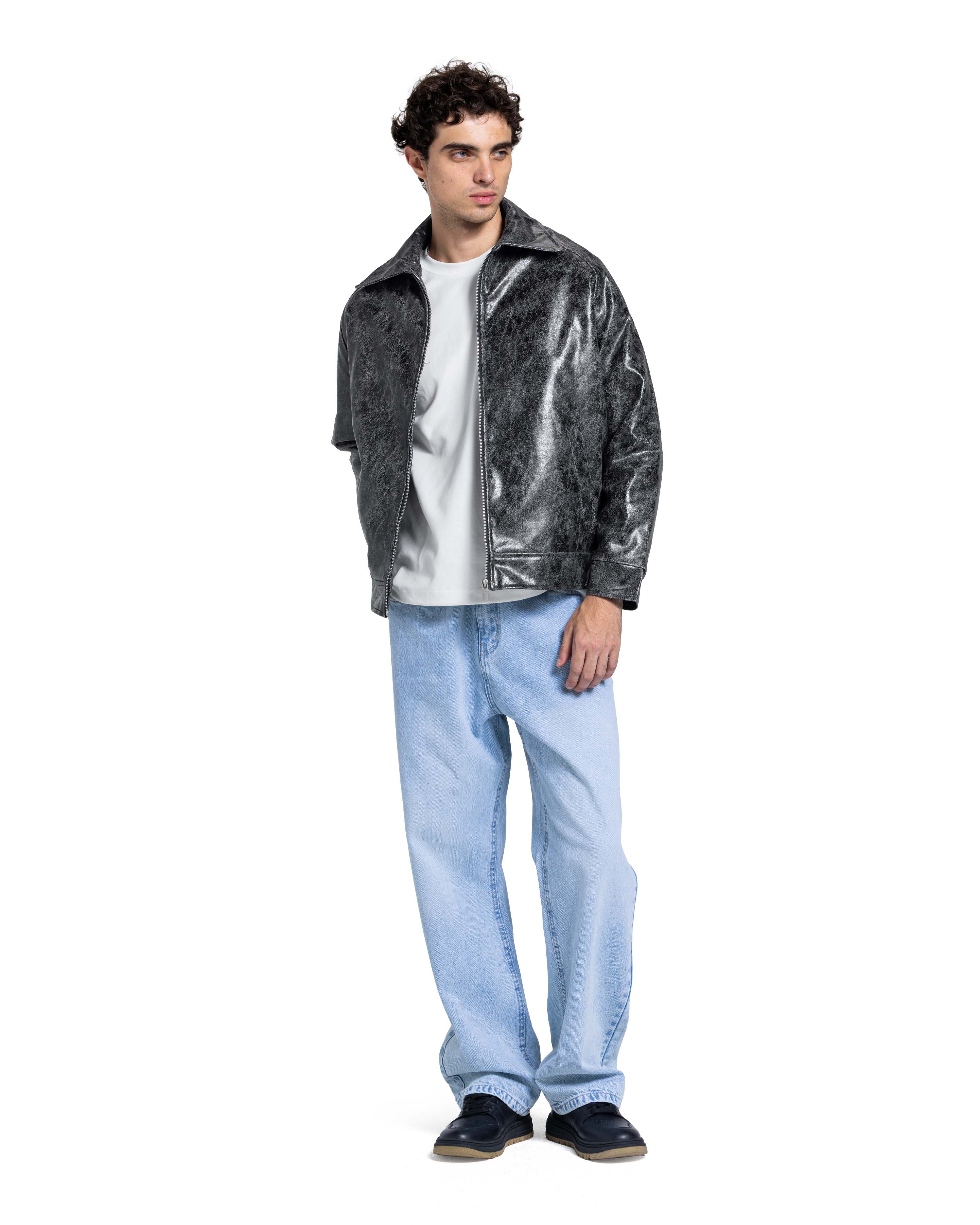 LEATHER EFFECT BOMBER JACKET