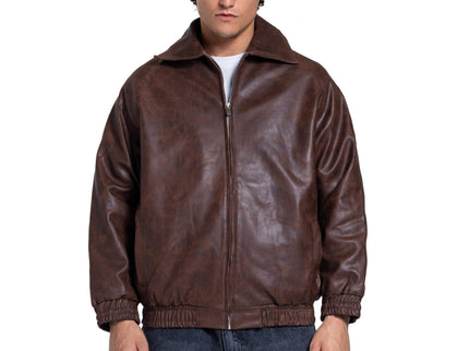 Catch Vintage Leather Bomber Jacket