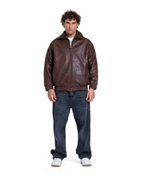 LEATHER EFFECT BOMBER JACKET