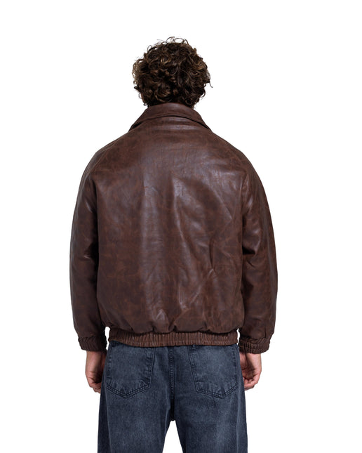 Catch Vintage Leather Bomber Jacket