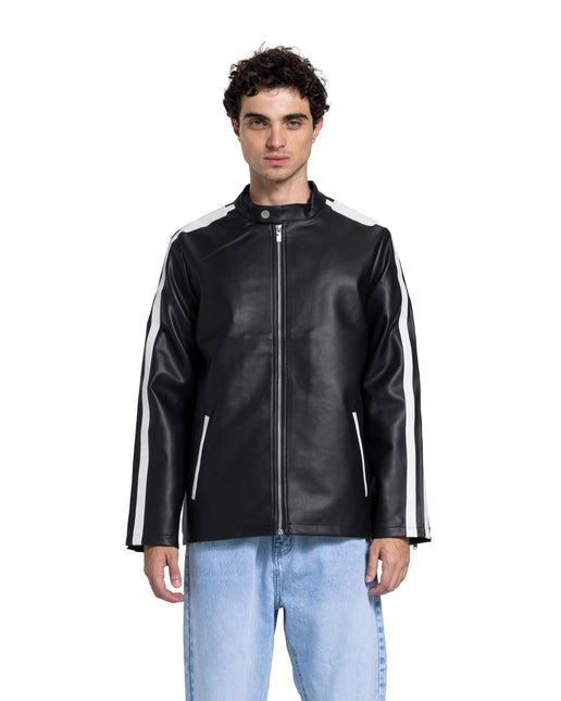 Racing Leather Jacket – Black & White