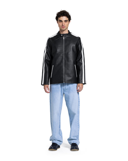 Racing Leather Jacket – Black & White