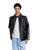 FAUX LEATHER QUILTED JACKET