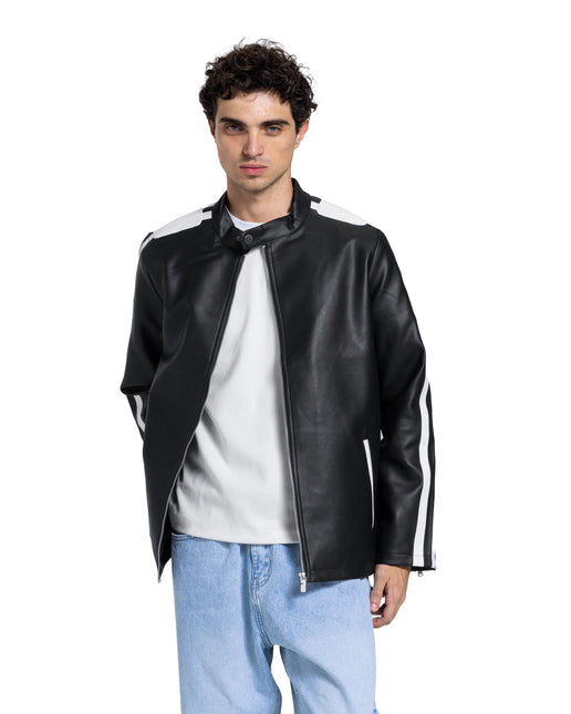 Racing Leather Jacket – Black & White