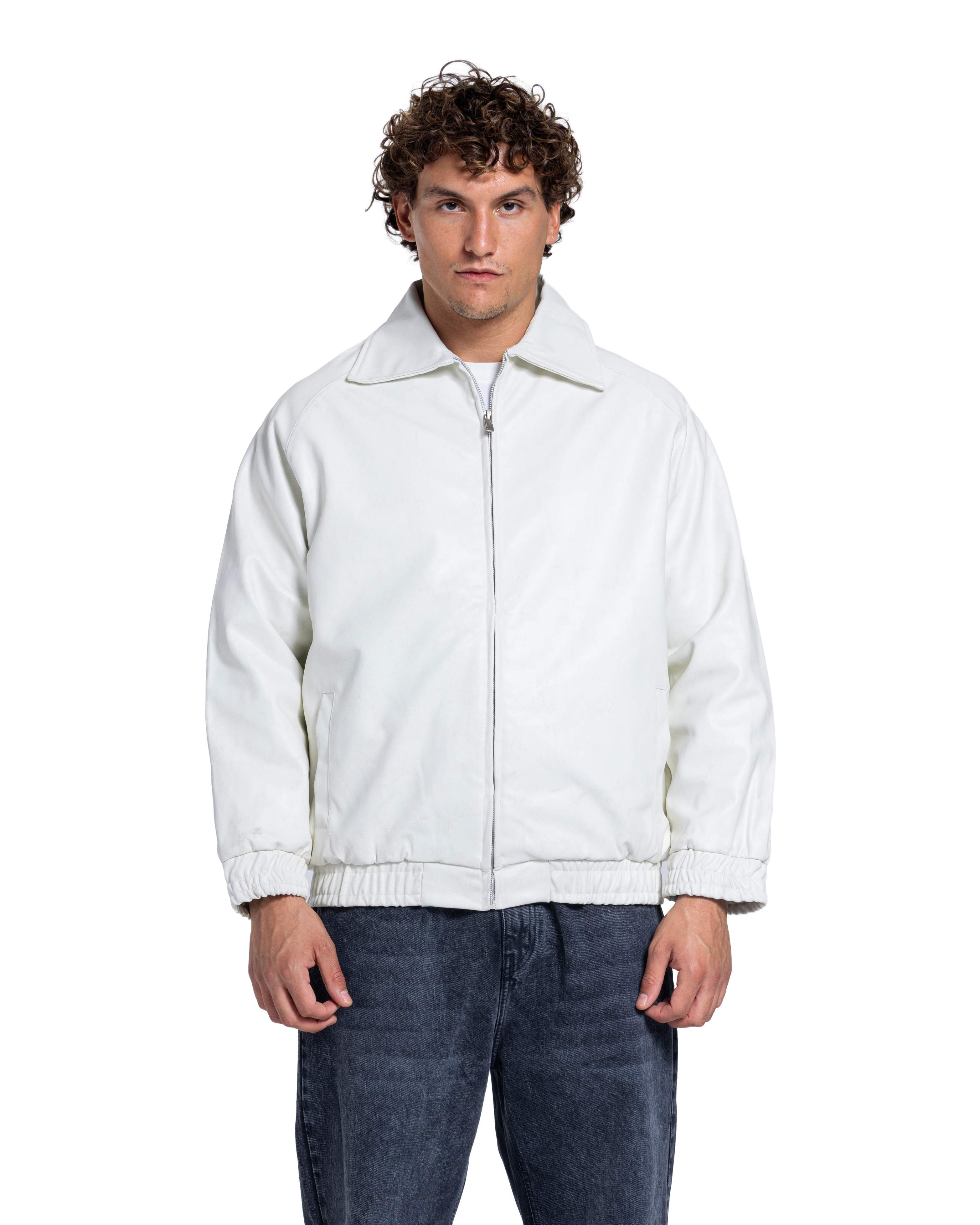 LEATHER EFFECT BOMBER JACKET