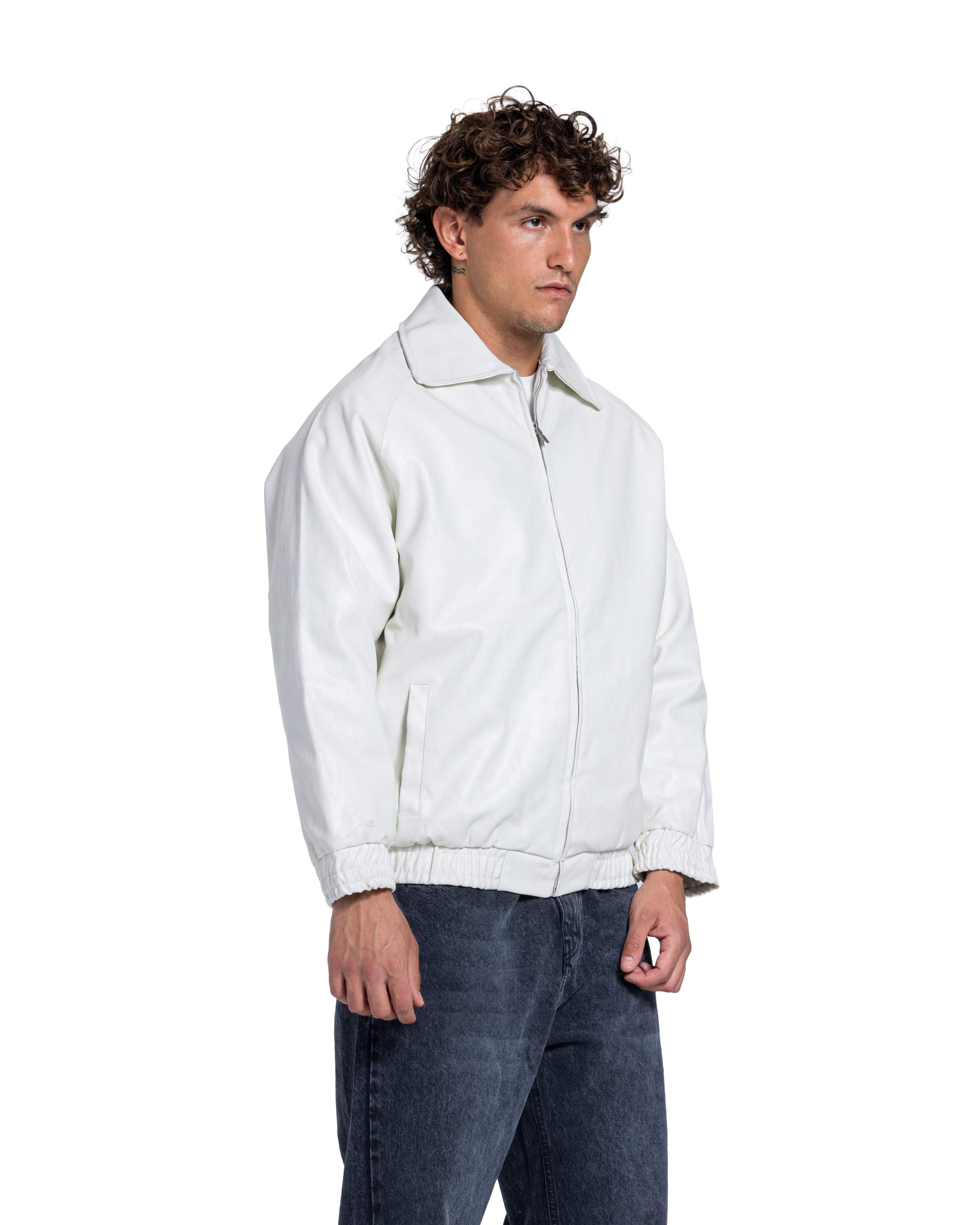 LEATHER EFFECT BOMBER JACKET