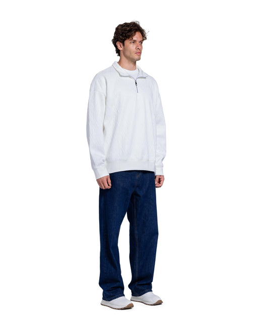 CATCH White  Cable Knit Quarter-Zip Pullover