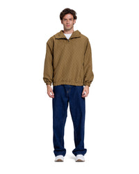 Brown Patterned Q-Zipper Hoodie