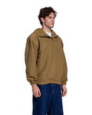 Brown Patterned Q-Zipper Hoodie