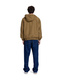 Brown Patterned Q-Zipper Hoodie