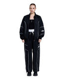 Black Oversized Tracksuit with White Piping