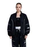Black Oversized Tracksuit with White Piping