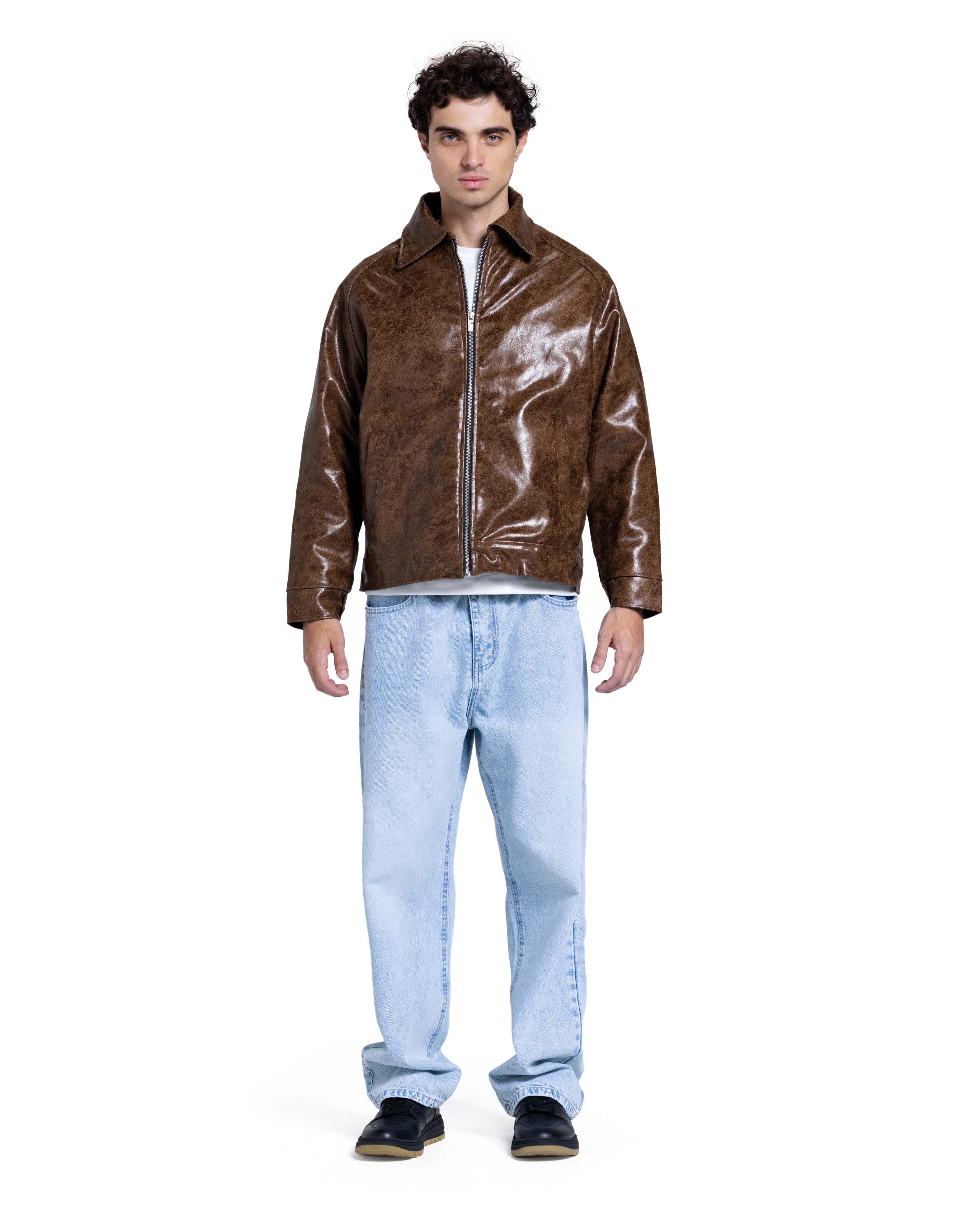 LEATHER EFFECT BOMBER JACKET