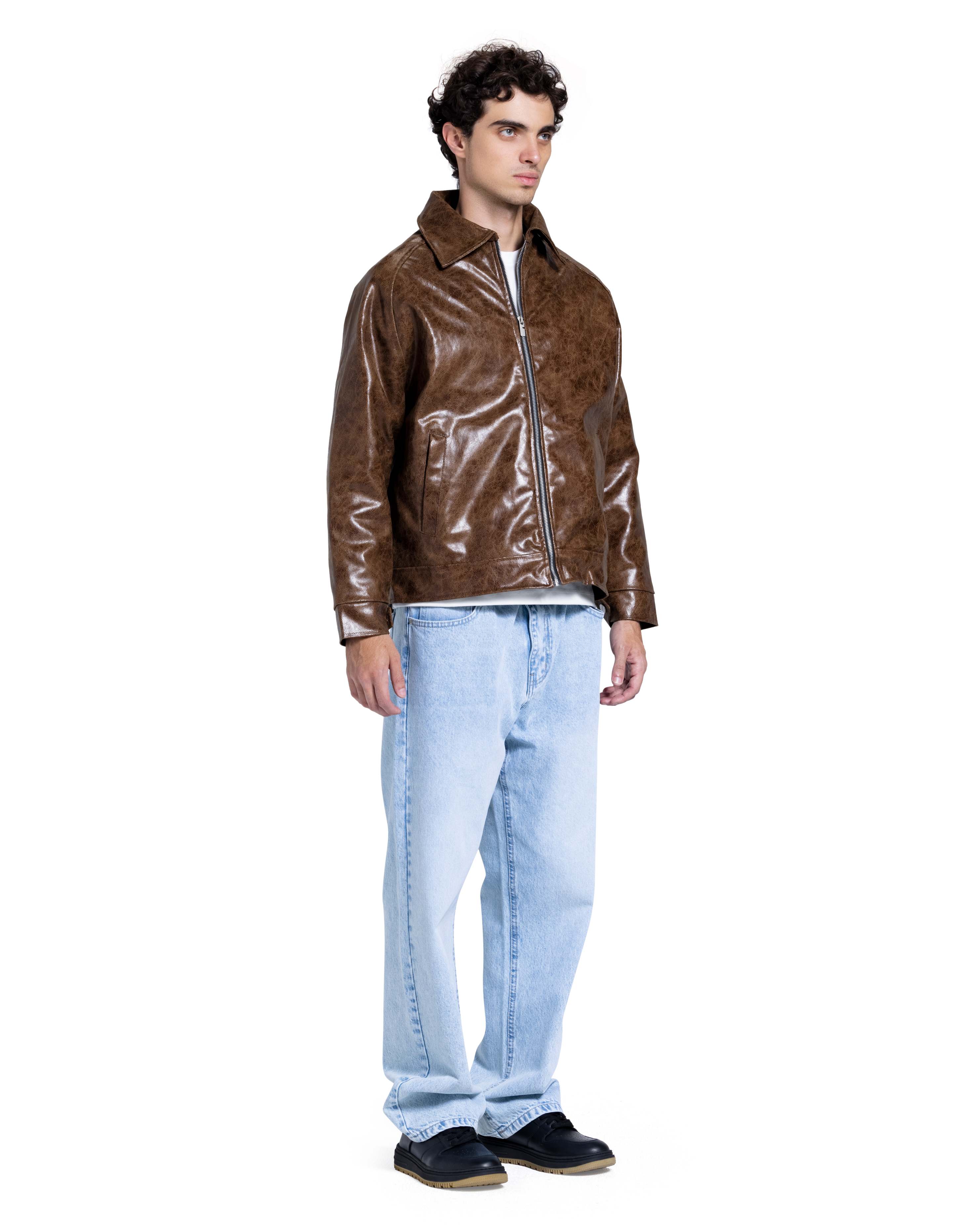 LEATHER EFFECT BOMBER JACKET