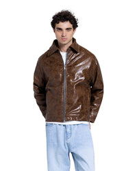 LEATHER EFFECT BOMBER JACKET
