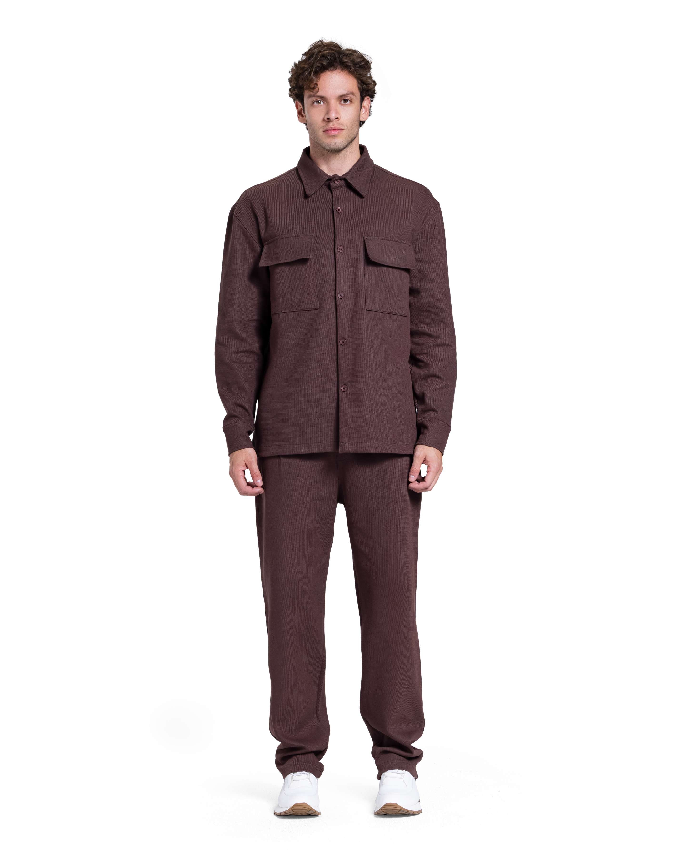 Textured Straight-Leg Trousers