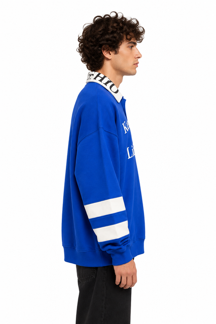 CATCH Blue Graphic Rugby Sweatshirt – Royal Blue & White