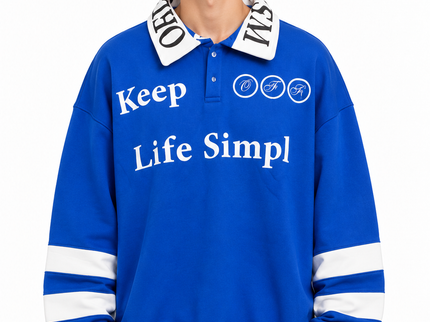 CATCH Blue Graphic Rugby Sweatshirt – Royal Blue & White