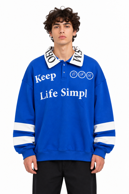 CATCH Blue Graphic Rugby Sweatshirt – Royal Blue & White