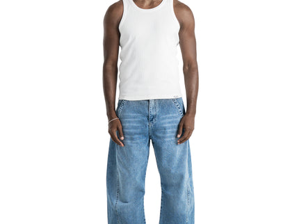 Ribbed Tank Top & Washed Baggy Jeans