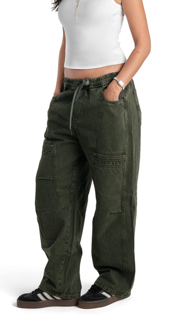 Drawstring Regular Fit Cargo Denim Woman