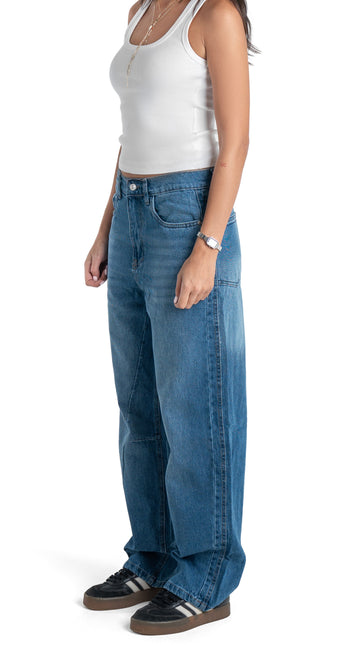 Ribbed Tank Top & Relaxed Wide-Leg Jeans