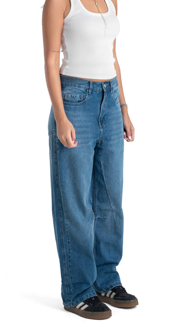 Ribbed Tank Top & Relaxed Wide-Leg Jeans