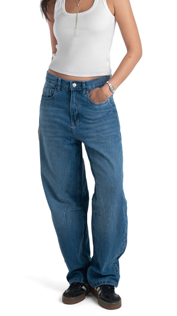 Ribbed Tank Top & Relaxed Wide-Leg Jeans