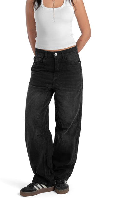 Ribbed Tank Top & Relaxed Wide-Leg Jeans