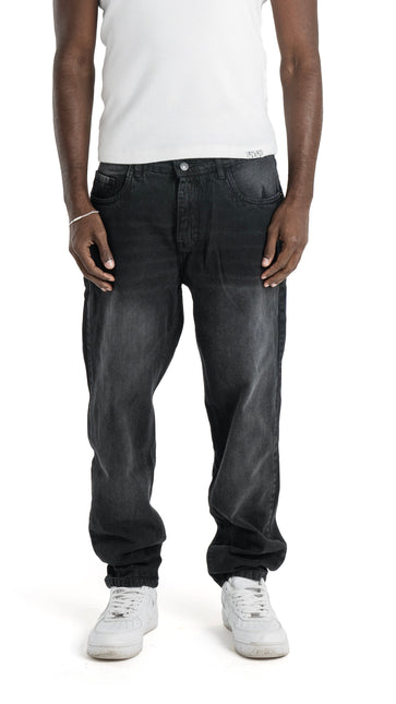 Relaxed Fit Black Wash Jeans