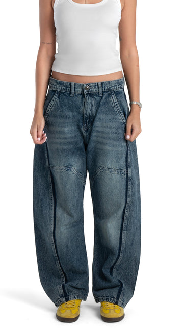 Washed Balloon Fit Jeans