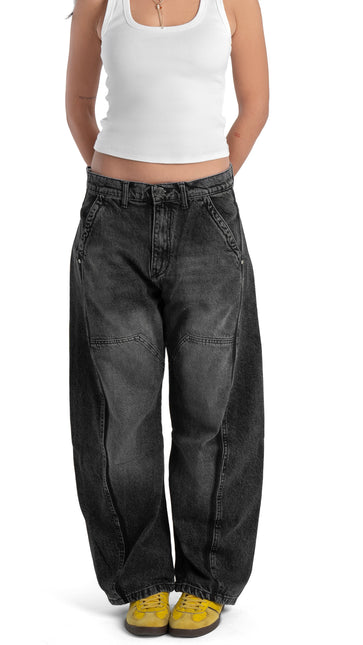 Washed Balloon Fit Jeans
