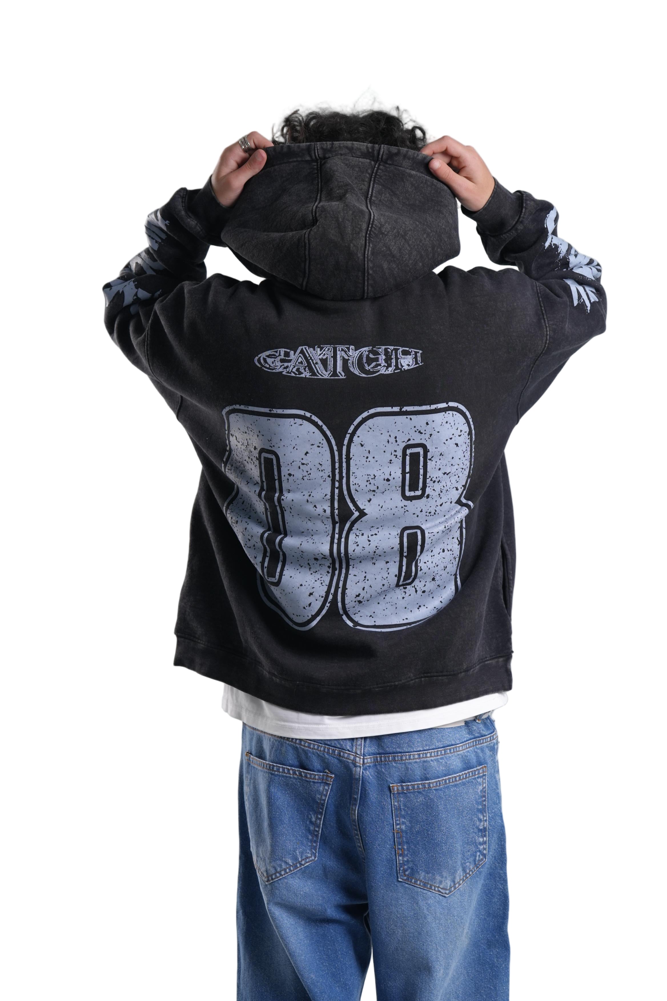 Star Hoodie Catch In Black