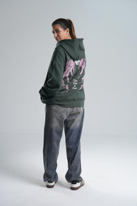 Zipper Hoodie In Green