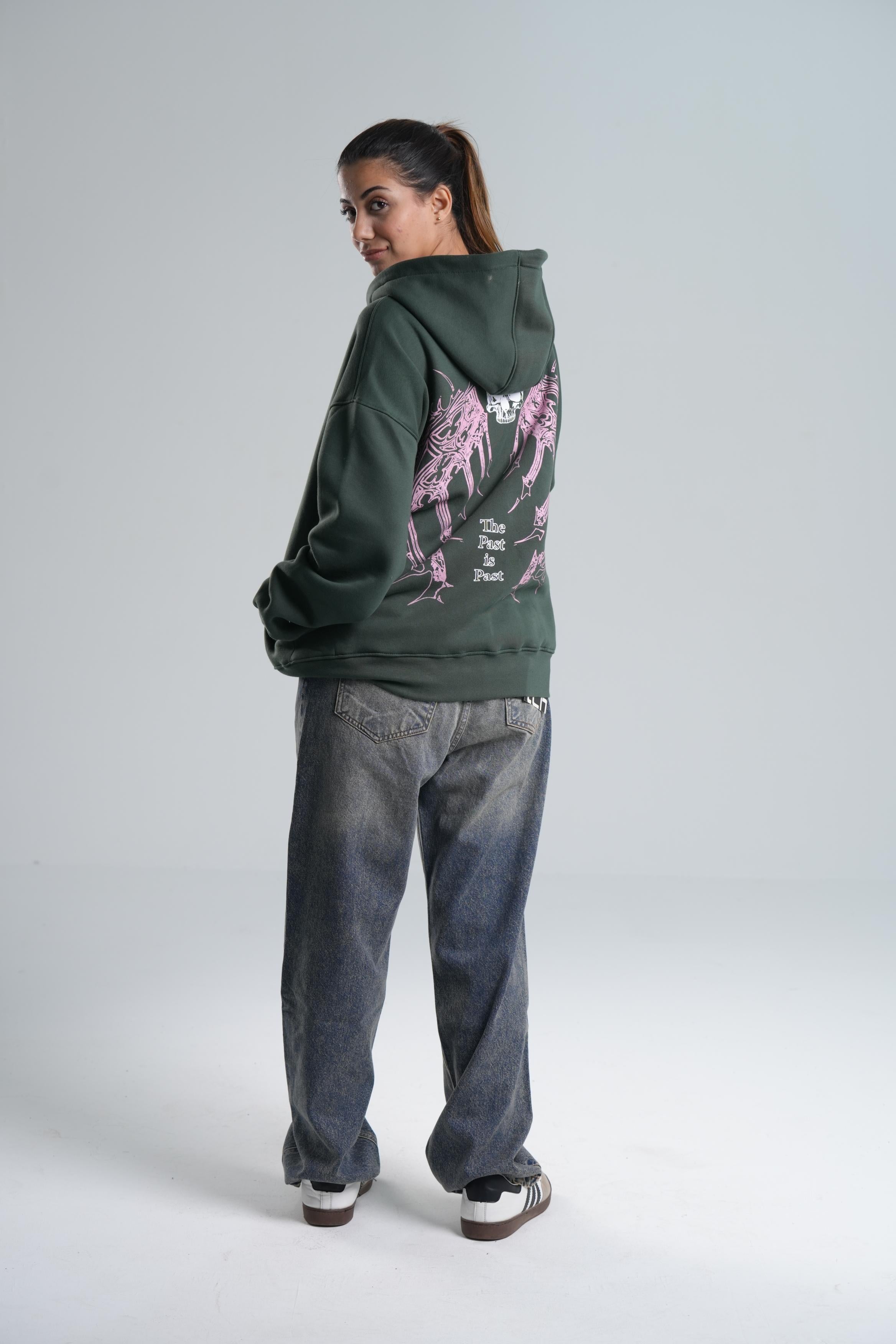 Zipper Hoodie In Green