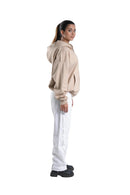 Zipper Hoodie In Beige